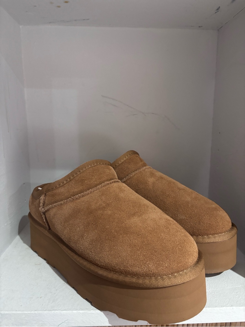 Platform Suede Mule - Tan
